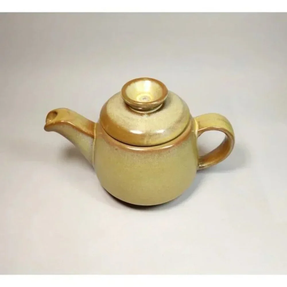 Vintage Set of Frankoma 6J Plainsman Desert Gold Teapot and Mug for Tea Coffee